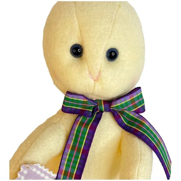 Hallmark Earsley Bunny Rabbit Plush Purple Check Ears Plaid Bow Felt 19” Toy VTG - Picture 3 of 9